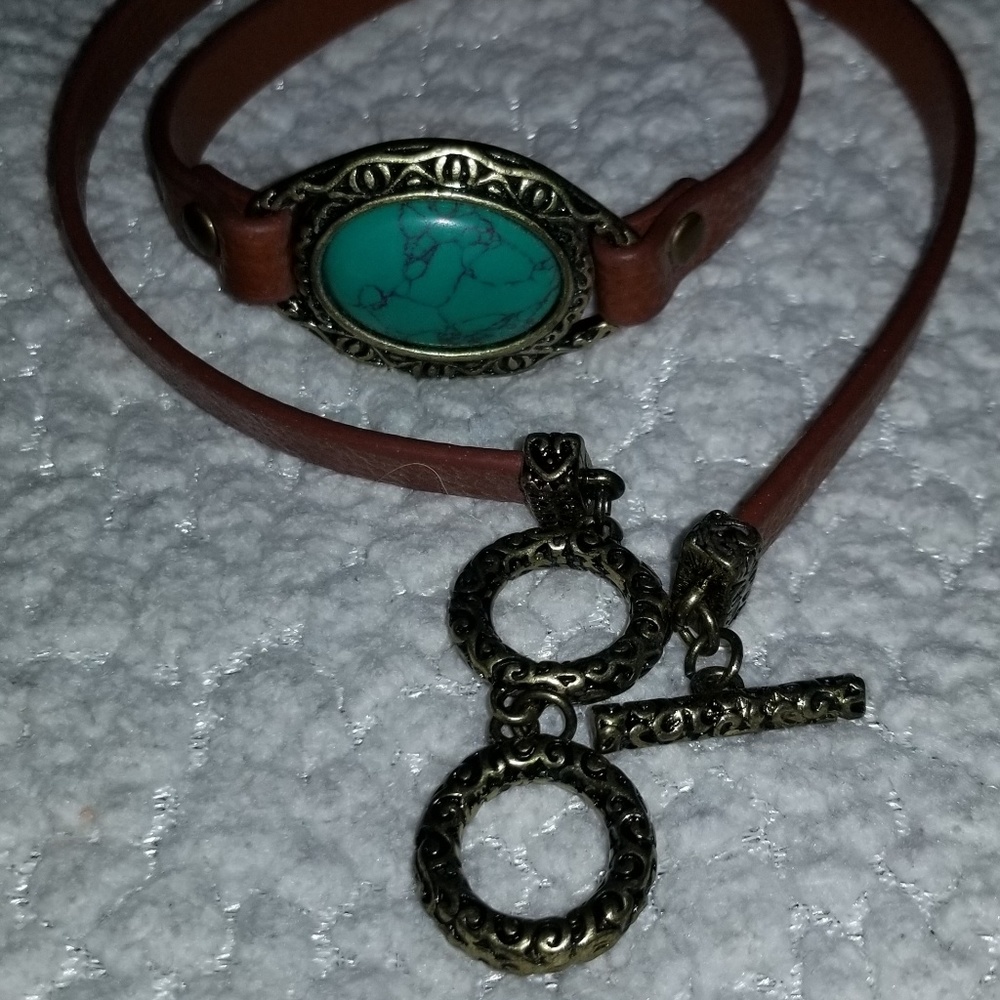 Brown leather wrap bracelet